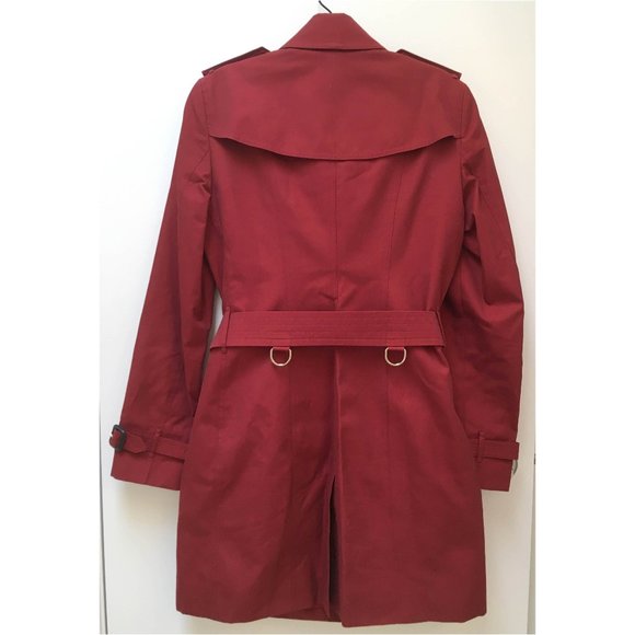 Pristine orig $3,285 Burberry red trench check lining + undercollar SZ UK 8 US 6 - Picture 3 of 11